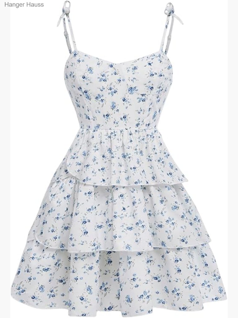 Girls Floral Print Dress Sleeveless Tiered Ruffle Cami Mini Dress